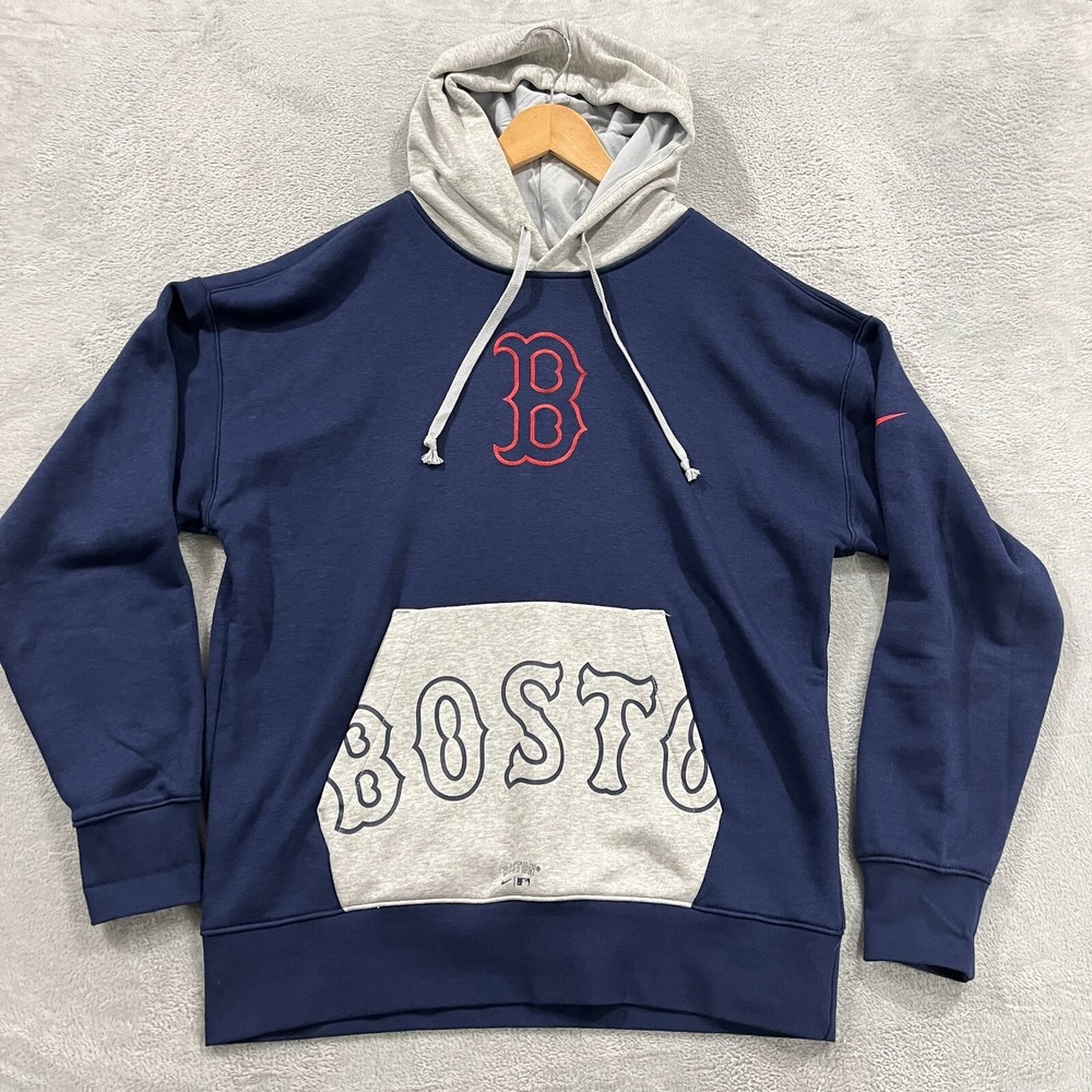 Boston Red Sox Nike Hoodie Mens Medium‎ Sweatshirt Blue MLB Baseball Blue Gray